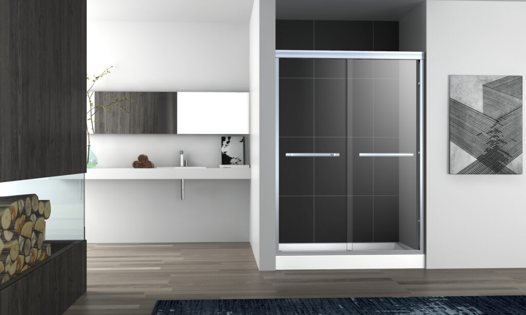 MILANO DOUBLE SLIDING SHOWER DOOR 8MM CLEAR TEMPERED GLASS CHROME