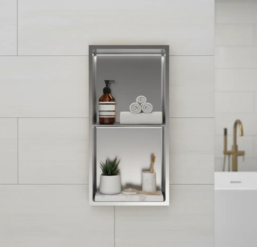 STAINLESS STEEL NICHE SINGLE SHELF 12″X24″X3.94″