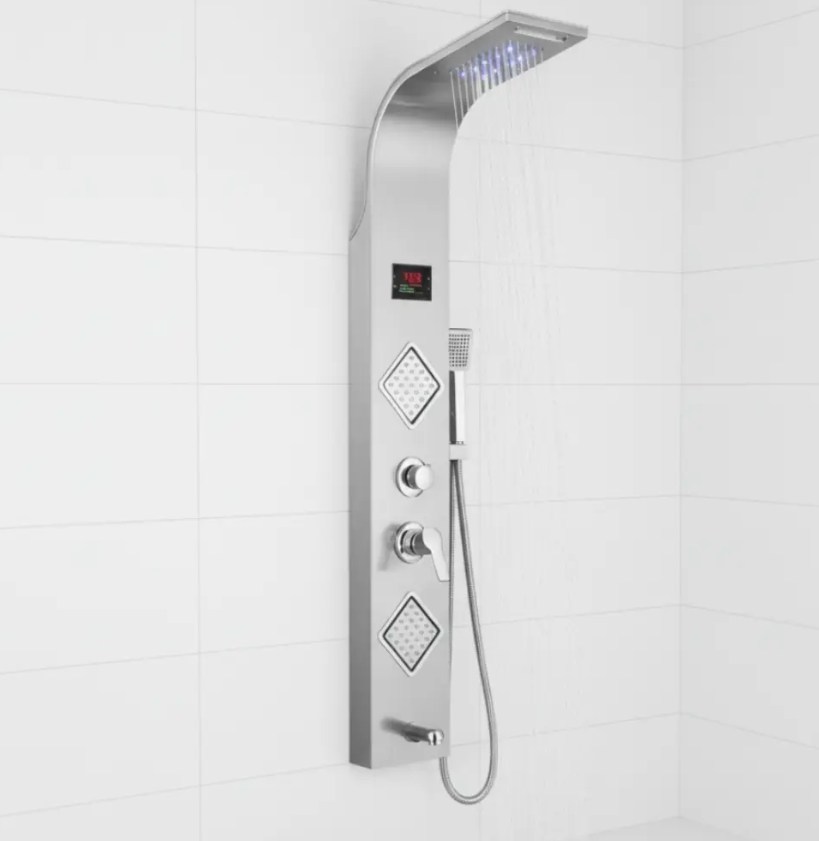 LED SHOWER PANEL WITH 5 FUNCTIONS SILVER