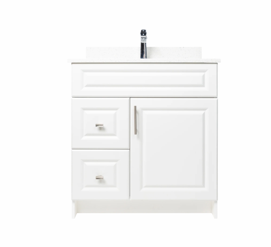 24″ MDF VANITY WITH QUARTZ COUNTERTOP, SINK & BACKSPLASH