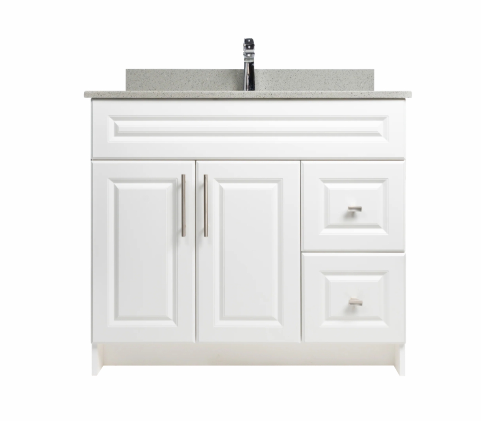 30″ MDF VANITY WITH QUARTZ COUNTERTOP, SINK & BACKSPLASH