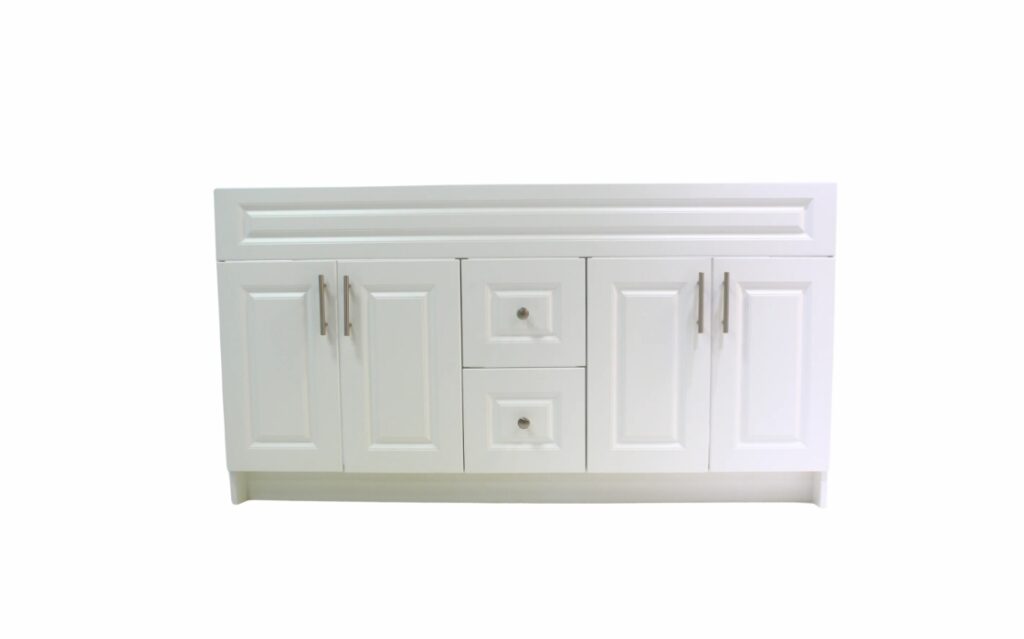 60″ MDF VANITY WITH QUARTZ COUNTERTOP, SINK & BACKSPLASH