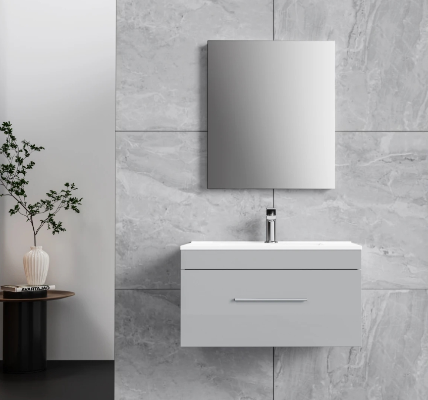 MDF WALL MOUNT VANITY WITH TOP WHITE