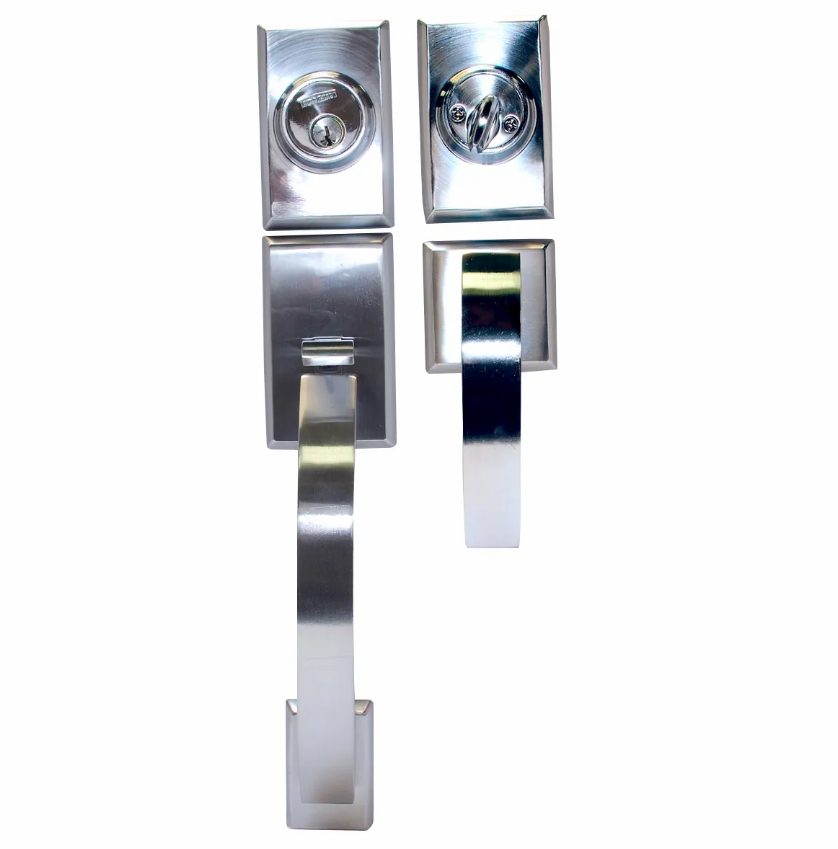 Door Lock Grip Square Satin Chrome (Zinc Alloy)