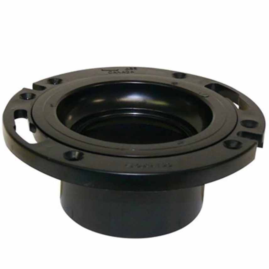 ABS FLOOR FLANGE ADJ. WITH MOLDED IN TEST CAP